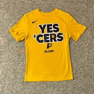 Indiana Pacers. NBA playoffs 2025. Yellow t-shirt. YesCers. Adult unisex size S
